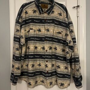 Western Patterned Button-Up Shirt